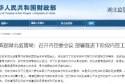 财政部湖北监管局：召开内控委会议 部署推进下阶段内控工作